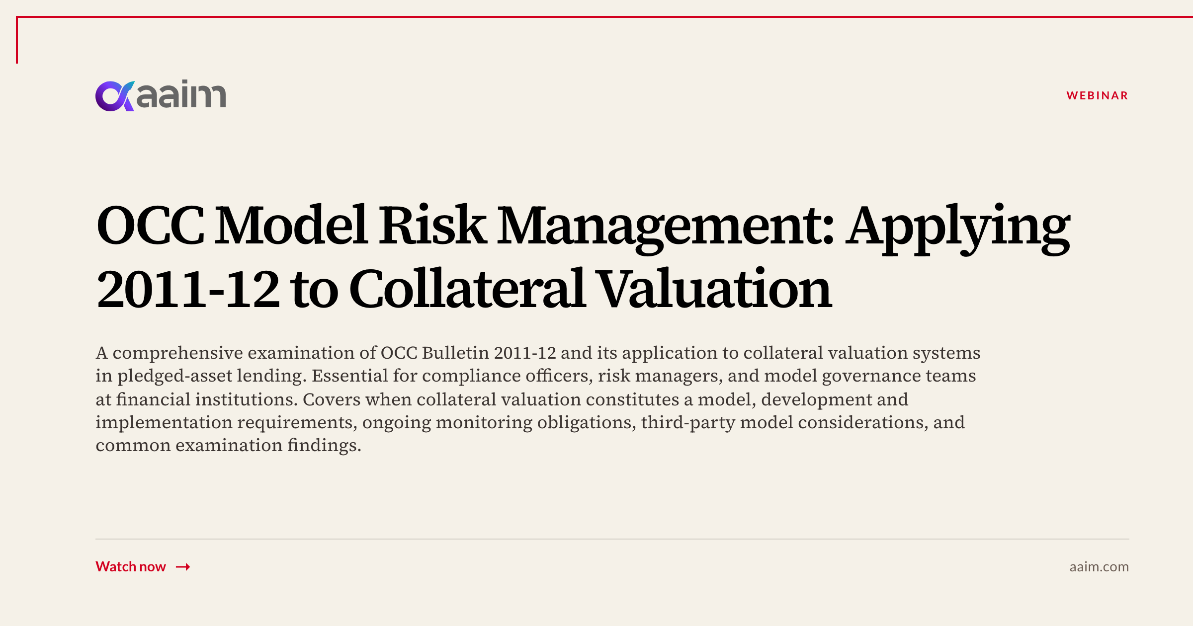 OCC Model Risk Management: Applying 2011-12 to Collateral Valuation ...